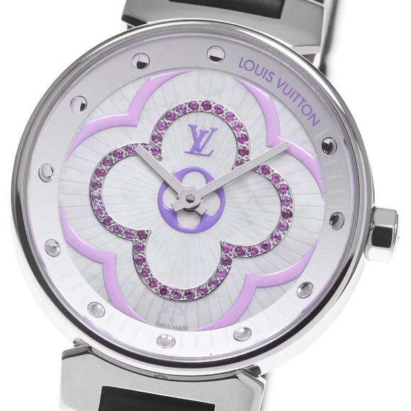 LOUIS VUITTON Tambour Moon Divine PM Lila QA160 Quartz Ladies Watch - Picture 1 of 7